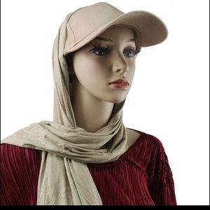 Sports Jersey Hijab/Scarf Attached With Baseball Cap Excellent for Summer- Beige